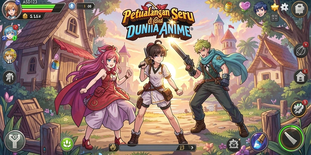 Tangkapan layar gameplay dari <strong>ASD123</strong> menampilkan aksi seru karakter anime.