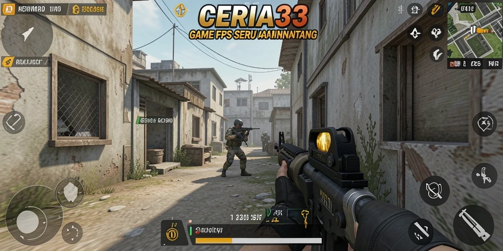 Screenshot CERIA33 memperlihatkan gameplay FPS yang intens dan mendebarkan.