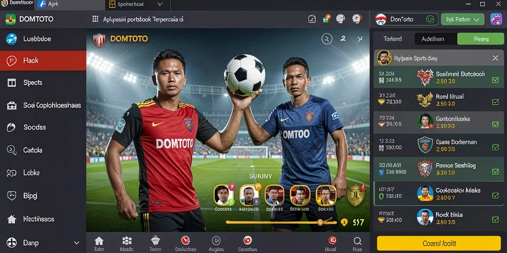 Tampilan screenshot utama DOMTOTO menampilkan fitur taruhan olahraga yang menarik.