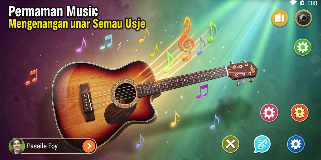 Screenshot gameplay F08 menunjukkan keseruan bermain musik.