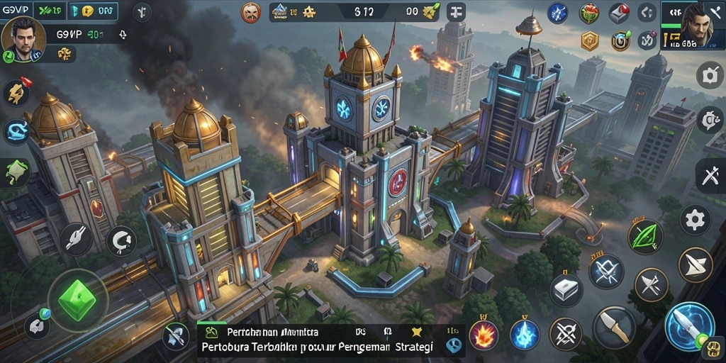 Tampilan gameplay G9VIP dengan strategi pertahanan menara yang menarik.