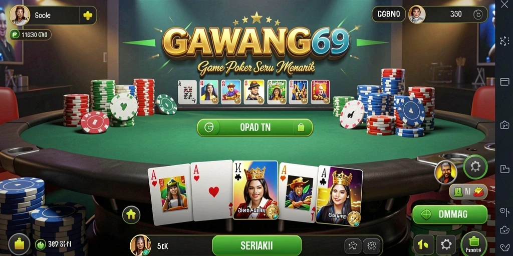 Screenshot GAWANG69 menunjukkan aksi seru permainan Poker di perangkat mobile.