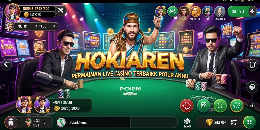Tampilan gameplay HOKIARENA dengan dealer langsung dan suasana kasino nyata.