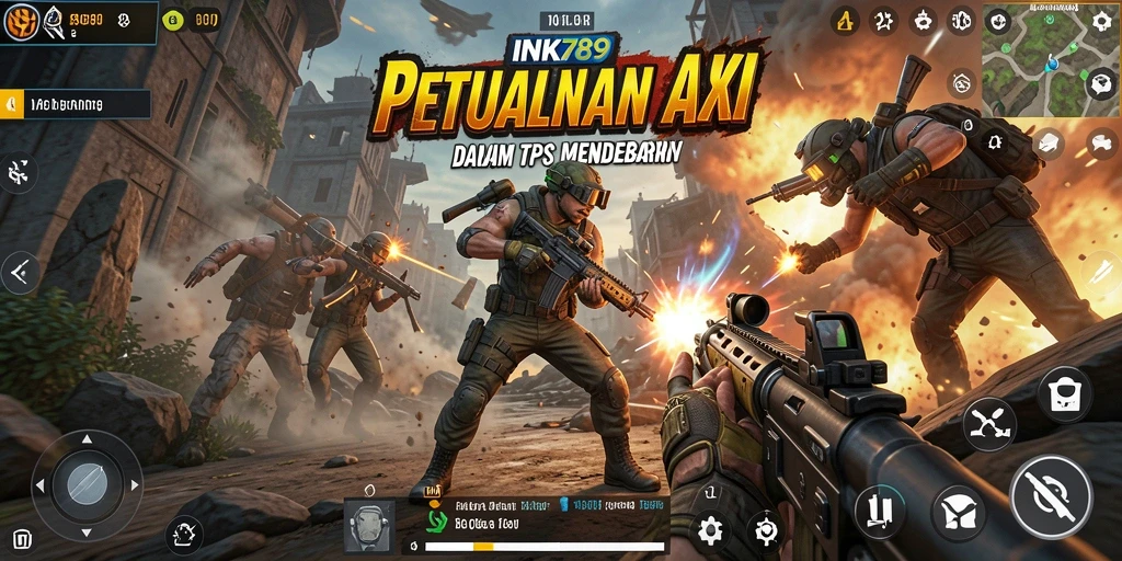Screenshot menunjukkan pertempuran seru dalam game TPS INK789.