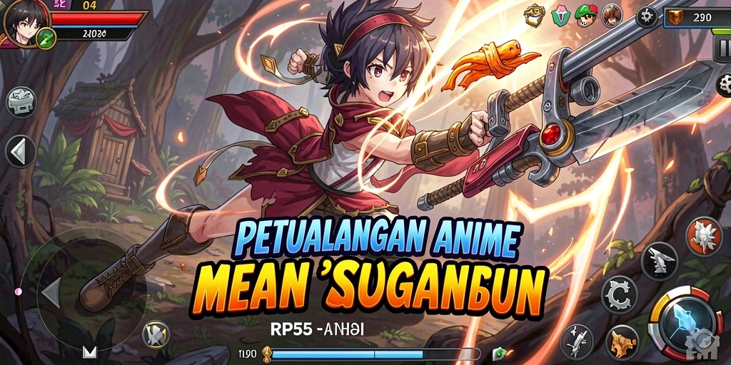 Menampilkan aksi pertarungan seru dalam game Anime RP55.