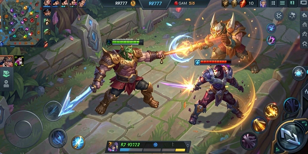 Tampilan gameplay seru dari game MOBA RR777.