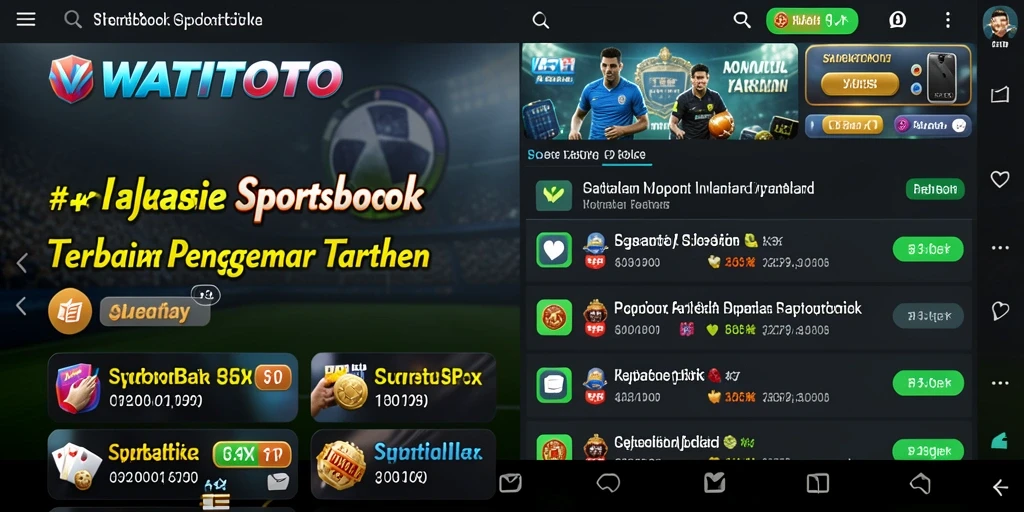 Tangkapan layar dari antarmuka aplikasi WATITOTO dengan gameplay Sportsbook.