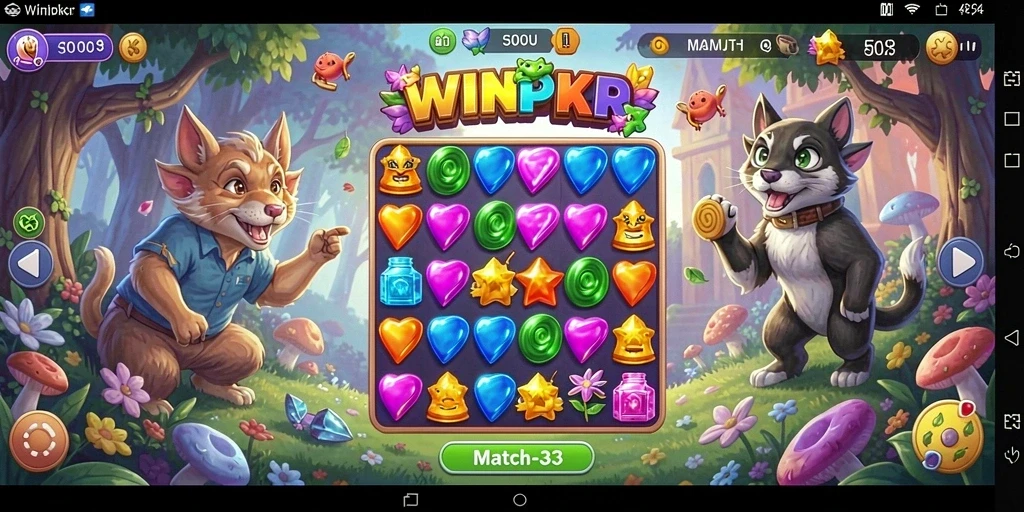 Gameplay seru <strong>WINPKR</strong> dengan kombinasi warna-warni di layar.